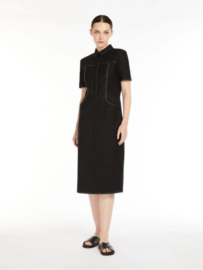 Max Mara Denim-look Jersey Shirt Dress In Black