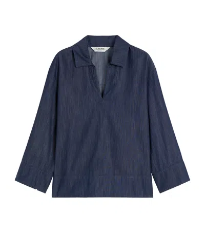 Max Mara Shirt Woman Color Denim In Animal Print