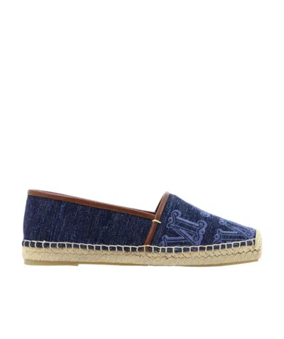 Max Mara Denim Shoes With Linen Soles In Blu Blu E Verdi