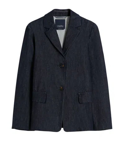 Max Mara Denim Single-breasted Blazer In Blue