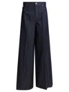 Max Mara Wide Leg Denim Trousers Featuring Pockets In Blue