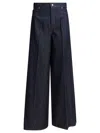 Max Mara Wide Leg Denim Trousers Featuring Pockets In Blue