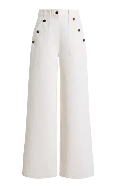 Max Mara Denim Wide-leg Trousers In White