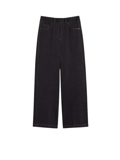 Max Mara Denim-effect Straight-leg Trousers In Blue