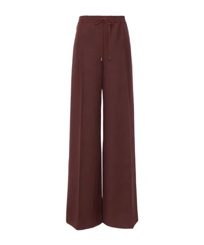 Max Mara Denim-effect Wool Wide-leg Trousers In Brown