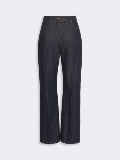 Max Mara Denim-look Cotton Barrel-leg Trousers In Bleu Nuit