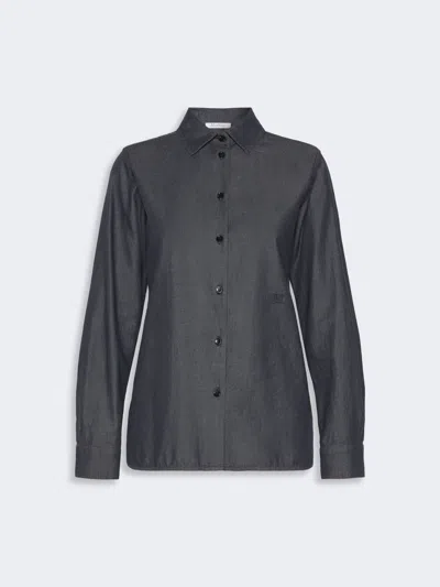 Max Mara Denim-look Cotton Shirt In Gray