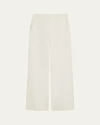 Max Mara Dentice Wide-leg Stretch Cotton Twill Pants In Neutral
