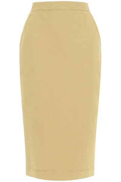 Max Mara Denver Midi Twill Skirt In Yellow