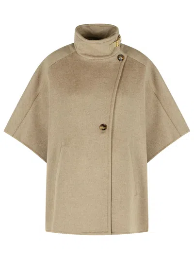 Max Mara Derrik Beige Cashmere Cape In Sand