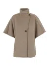 Max Mara 'derrik' Beige Turtleneck Cape With Buckle Detail On The Collar In Cashmere Woman
