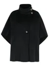 Max Mara Button Detail Cape With High Collar In Black