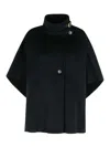 Max Mara Relaxed Black Cashmere Coat With High Collar And Wide Sleeves In Black