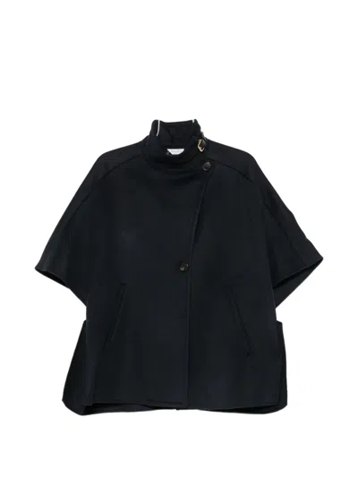 Max Mara Derrik Buckle-detail High-neck Cape In Blue