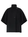 Max Mara Button Detail Cape With High Collar In Black