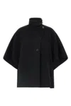 Max Mara Button Detail Cape With High Collar In Black