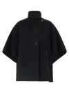 Max Mara Button Detail Cape With High Collar In Blue