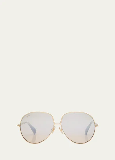 Max Mara Design 8 Mirrored Metal Aviator Sunglasses In Shiny Pale Gold S