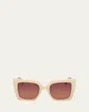 Max Mara Women's Design 4 Cat-eye Ivory And Brown Gradient Injected Sunglasses In Ivory Gradient Brown