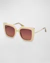 Max Mara Design Metal & Acetate Cat-eye Sunglasses In Ivory Gradient Brown
