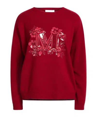 Max Mara Designer Round-neck Knit Top In Red