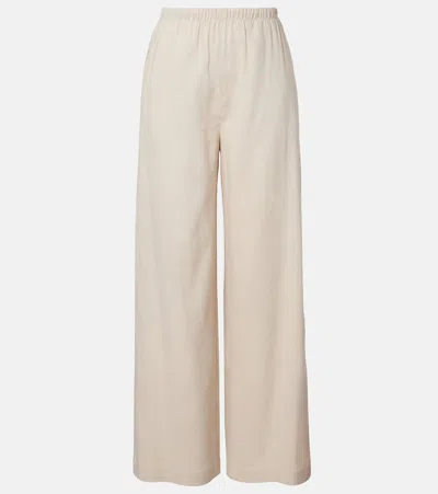 Max Mara Destino Linen-blend Wide-leg Silhouette In Neutral