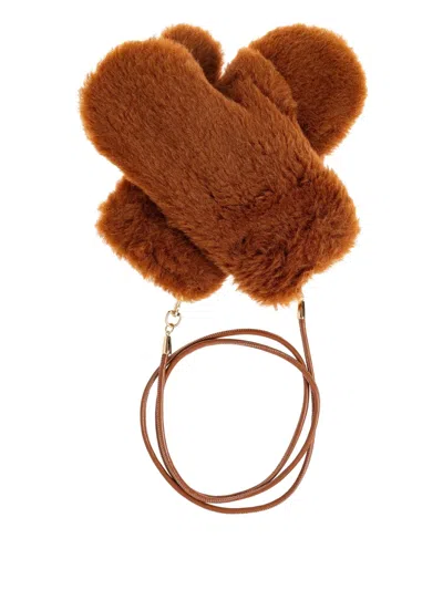 Max Mara Detachable-strap Gloves In Brown