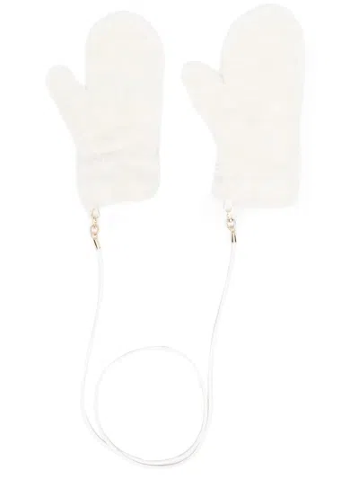 Max Mara Detachable-strap Wool Mittens In White