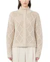 Max Mara Ghinea Diamond-pattern High-neck Cardigan In Neutral