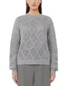 Max Mara Diamond Knit Sequin Sweater In Gray