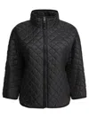 Max Mara Diamond-patterned Quilted Jacket With High Collar In Blue