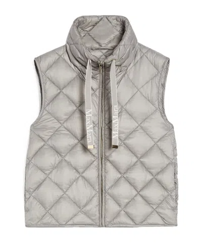 Max Mara Diamond Quilted Down Vest In Gray
