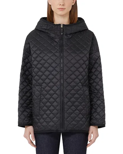 Max Mara Diamond Quilted Hooded Jacket In Black