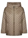 Max Mara Short Padded Coat With Diamond Stitching In Brown