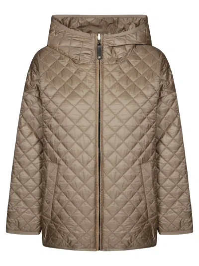 Max Mara Diamond Quilted Short Padded Jacket In Brown