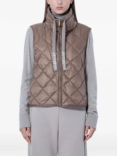 Max Mara Diamond-quilted High-neck Gilet In Brown