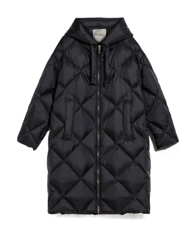 Max Mara Diamond-quilted Parka Coat In Black
