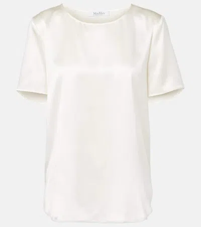 Max Mara Dida Silk Satin T-shirt In White