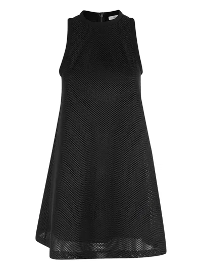 Max Mara Didone Technical Mesh Flare Dress In Black