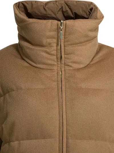 Max Mara Diego Reversible Puffer Jacket In Brown