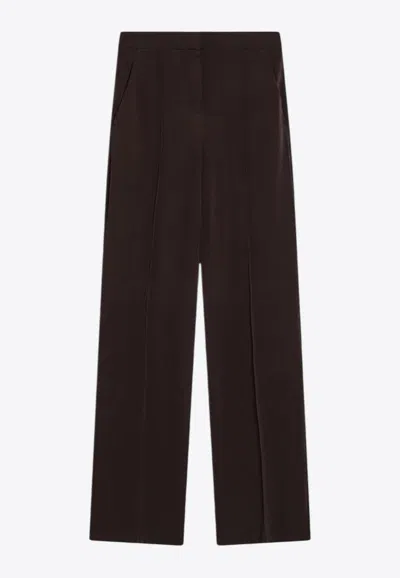 Max Mara Dinda Viscose Straight Pants In Brown