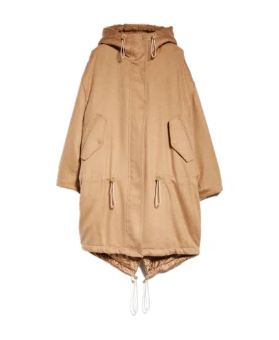 Max Mara Dionea Hooded Parka In Nude
