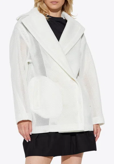 Max Mara Diorama Double-breasted Mesh Coat In White