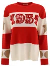 Max Mara Dirce Over Sweater In Red Jacquard Wool In Red