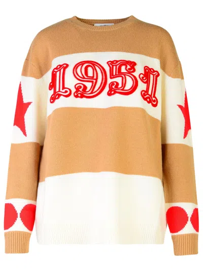 MAX MARA EMBROIDERED WOOL BLEND DIRCE OVERSIZE SWEATER