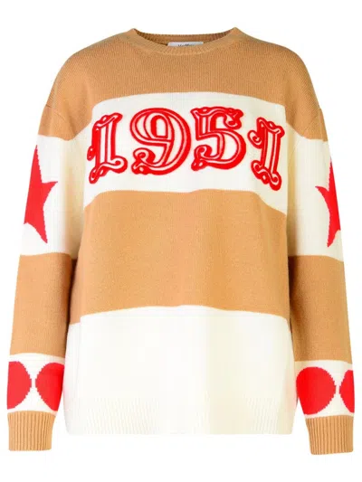 MAX MARA DIRCE' LIGHT BROWN WOOL BLEND SWEATER