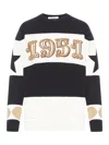 Max Mara Wool And Cashmere Sweater With Flocked 1951 Motif In Black