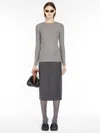 Max Mara Directional Rib Mock-polo-neck Sweater In Medium Grey