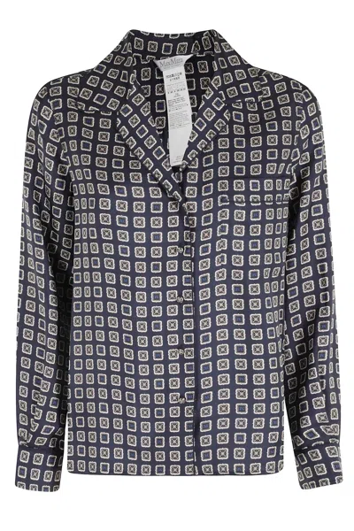 Max Mara Maxmara Mxmdisco Semi Fitted Printed Silk Shirt In Black