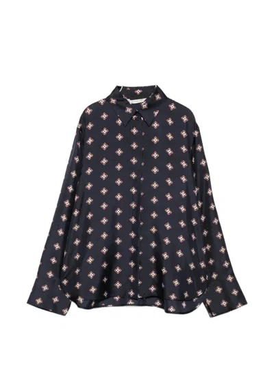 Max Mara Disco Silk Shirt In Blue